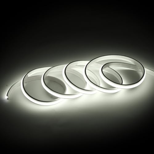 pcning LED Band 220 Volt Direktanschluss Kaltweiss 2M Aussen, 2 Metre COB Lichtband Selbstklebend IP67 Wasserdichter LED Streifen (Kaltweiß, 2M) von pcning