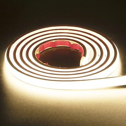 pcning LED COB Streifen 230V Selbstklebend 2M Weiss, 2 Meter IP67 Wasserdicht LED Strip 230V Ohne Trafo mit Stecker (Weiss, 2) von pcning