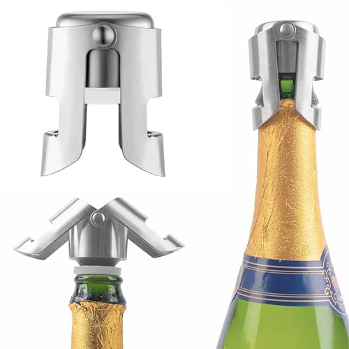 pcsfoe 3 Stück Sektverschluss,Edelstahl Sektflaschenverschluss,Sektverschluss Flaschenverschluss,Sektflaschenverschluss Dicht,Passend Für Die Meisten Champagner- Und Sektflaschen(Silber) von pcsfoe