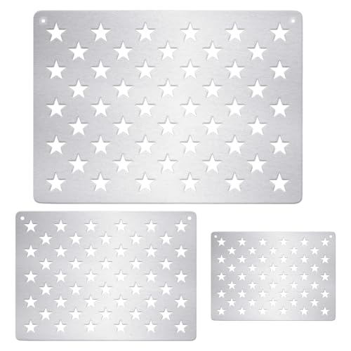 Peacoblue 3-teiliges Schablonenset mit 50-Sterne-Amerikanischer-Flagge – Edelstahl-Schablonen mit 13 Sternen von 1776 für Tag der Arbeit, Unabhängigkeitstag & DIY-Bastelarbeiten, gemischte Größen Peacoblue 3-teiliges Schablonenset mit 50-Sterne-Amerikanischer-Flagge – Edelstahl-Schablonen mit 13 Sternen von 1776 für Tag der Arbeit, Unabhängigkeitstag & DIY-Bastelarbeiten, gemischte Größen von peacoblue