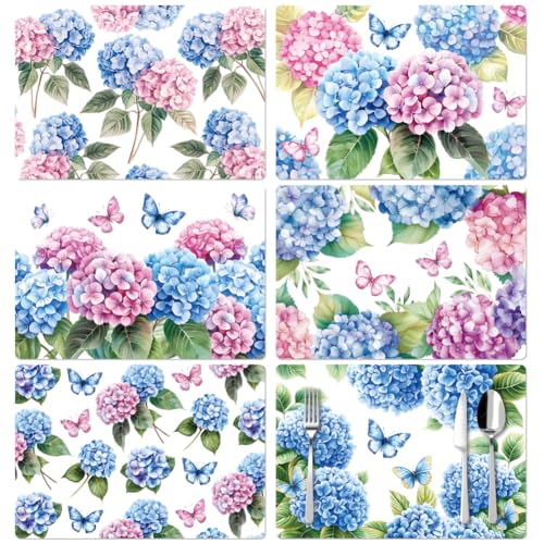 Peacoblue Blumen-Platzsets 6er-Set Hortensien und Schmetterlinge, 30x45 cm Wasserdicht Waschbar Tischsets Peacoblue Blumen-Platzsets 6er-Set Hortensien und Schmetterlinge, 30x45 cm Wasserdicht Waschbar Tischsets von peacoblue