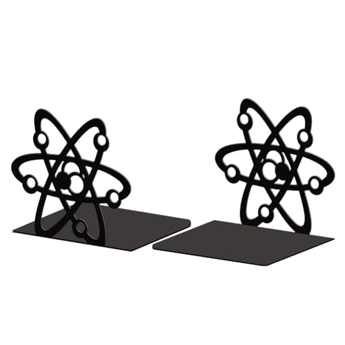 Peacoblue BuchstüTzen-Halter Aus Metall füR Dekorative Regale, 13.5 X 11 X 11.8 cm, Modern, Kreativ Robust BuchstüTzen Stopper Halter füR Schreibtisch, Regal, 1 Paar (Atom) von peacoblue