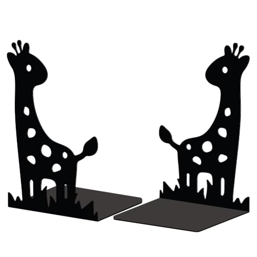 Peacoblue BuchstüTzen-Halter Aus Metall füR Dekorative Regale, 13.5 X 11 X 20 cm, Moderne, Kreative, Robuste BuchstüTzen-Halter füR Schreibtisch, 1 Paar (Giraffe) von peacoblue