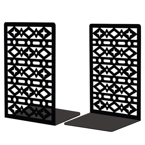 Peacoblue Buchstützen aus Metall für Regale, Moderne, dekorative, robuste Studienbuchstützen für Büro, Schreibtisch, Regal, Zimmer, 11,9 x 8,9 x 17,8cm einfache Buchstützen 1 Paar (Muster) von peacoblue