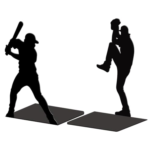 Peacoblue Dekorative Buchstützen aus Metall,bücherhalter, Buchhalter Regal, 1 Paar (Baseball-Motiv), robust und originell, 5.3"x4.3"x7.9" von peacoblue