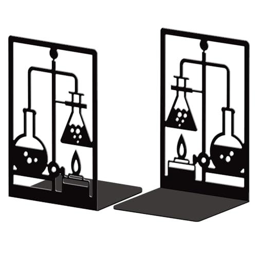 Peacoblue Metall-BuchstüTzen-Stopper-Halter füR Regale Dekorative, 13.5 X 11 X 20 cm Moderne Kreative Robuste BuchstüTzen, Stopper-Halter füR Schreibtischregal, 1 Paar (Chemie- Und Laborflaschen) von peacoblue