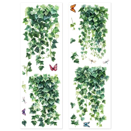 Peacoblue Ranken Fensterbilder Selbstklebend 30cm x 90cm, 2 Blätter mit 19 Rankenmustern, dekorative abnehmbare Fenster Aufkleber Dekol für Zuhause und Büro von peacoblue