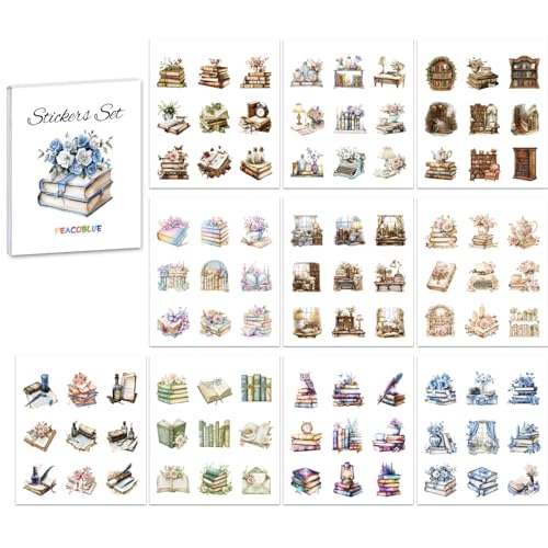 Peacoblue Scrapbook Stickerbuch-Set für Junk Journaling, 10 Blatt Europäisches Stil-Studium, vorgeschnittene ästhetische Sticker Peacoblue Scrapbook Stickerbuch-Set für Junk Journaling, 10 Blatt Europäisches Stil-Studium, vorgeschnittene ästhetische Sticker von peacoblue