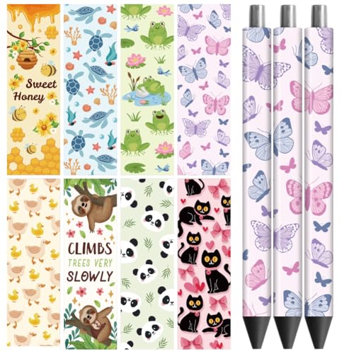 Peacoblue UV DTF Pen Wraps Transferaufkleber Tiersammlung, 48 Stück wasserdichte HD-Druck UV DTF Pen Aufkleber für personalisierte DIY Bleistift Stift Handwerk Geschenke Schenken von peacoblue