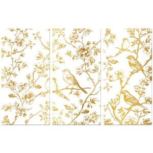 Peacoblue UV DTF Rub-On Transferfolie Möbel-Sticker Goldene Zweige und Vögel Muster 15x30cm, 3 Stk. Wasserfeste Deko-Transferaufkleber für Möbel Glas Porzellan Wäscheschränke Kommoden Holz Kunststoff von peacoblue
