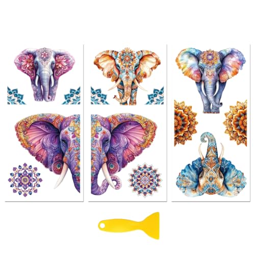 Peacoblue UV DTF Rub-On Transferfolie Möbel-Sticker Indisches Mandala und Elefanten 15x30cm, 3 Stk. Wasserfeste Deko-Transferaufkleber für Möbel Glas Porzellan Wäscheschränke Kommoden Kunststoff Peacoblue UV DTF Rub-On Transferfolie Möbel-Sticker Indisches Mandala und Elefanten 15x30cm, 3 Stk. Wasserfeste Deko-Transferaufkleber für Möbel Glas Porzellan Wäscheschränke Kommoden Kunststoff von peacoblue