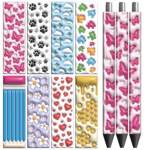 Peacoblue UV DTF Stift-Wrap Aufkleber 3D-Stereomuster – 48 Stück Wasserdicht HD-Druck für personalisierte DIY-Stifte und Geschenke zum Muttertag Peacoblue UV DTF Stift-Wrap Aufkleber 3D-Stereomuster – 48 Stück Wasserdicht HD-Druck für personalisierte DIY-Stifte und Geschenke zum Muttertag von peacoblue