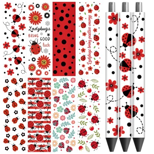 Peacoblue UV DTF Stift-Wrap Aufkleber Marienkäfer – 48 Stück Wasserdicht HD-Druck für personalisierte DIY-Stifte und Geschenke zum Muttertag Peacoblue UV DTF Stift-Wrap Aufkleber Marienkäfer – 48 Stück Wasserdicht HD-Druck für personalisierte DIY-Stifte und Geschenke zum Muttertag von peacoblue