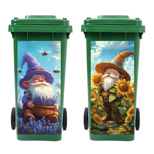 peacoblue 2 Stück Mülltonnenaufkleber 38x82cm Dwarf Mülltonnen Aufkleber Wetterfest Groß Mülltonnen Sticker Draußen Für Auffahrt, Garten, Außen- und Innendekoration von peacoblue