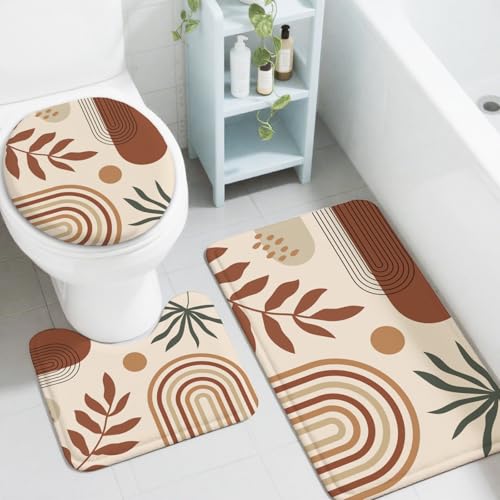 peacoblue Boho-Muster Badezimmerteppich-Set 3-teilig mit WC-Deckelbezug, rutschfestes Badezimmerteppich- und Matten-Set peacoblue Boho-Muster Badezimmerteppich-Set 3-teilig mit WC-Deckelbezug, rutschfestes Badezimmerteppich- und Matten-Set von peacoblue