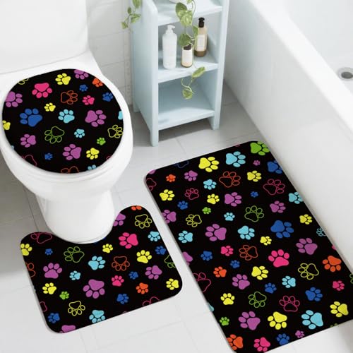 peacoblue Pfotenabdrücke Badezimmerteppich-Set 3-teilig mit WC-Deckelbezug, rutschfestes Badezimmerteppich- und Matten-Set peacoblue Pfotenabdrücke Badezimmerteppich-Set 3-teilig mit WC-Deckelbezug, rutschfestes Badezimmerteppich- und Matten-Set von peacoblue
