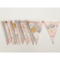 Sale Rosa Und Graue Stoffbanner. Pinke Wimpelkette. Girlande. Banner. Kinderzimmer. Schlafzimmer Dekor. Wimpelkette Pink von peapodsboutique