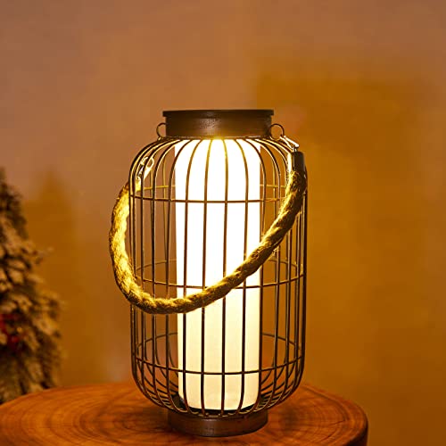 pearlstar Gross Solar Laternen für außen Metall Hänge leuchten Dekorative Solar Tischlampe Wasserdicht für Außen Patio Yard Garten Veranda Tischplatte Deko und Geschenk (Kupfer) von pearlstar