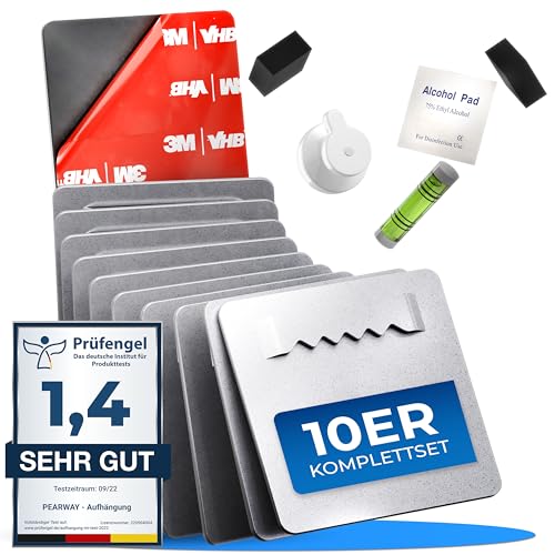 PEARWAY Bilderhaken Selbstklebend extra stark I ORIGINAL 3M Kleber I Bilder Aufhängen ohne Bohren I Bildaufhänger Selbstklebend für Acrylglasbilder I Klebehaken Bilder I Bild aufhängen ohne bohren von pearway