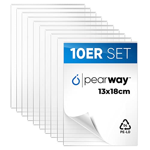 PEARWAY Premium 10er Set Plexiglas Platten [13x18cm] I 1mm Stärke I mit geschliffenen Kanten I Acrylglas Platte I Plexiglasscheibe I Acrylplatte tansparent I Plexiglas I Acryl Platte I Plexiglas 1mm von pearway