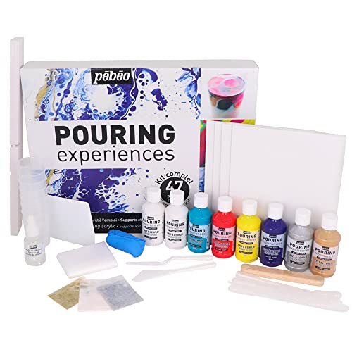 Pébéo 524600 Discovery Acryl Pouring 8 x 118 ml Flaschen Bereits Gemischte Acrylfarben, Sofort-Kit ohne Anmischen + 50 ml Silikonöl + 4 Leinwände + Zubehör + Anleitung, Silikon, 47-teiliges Set Pébéo 524600 Discovery Acryl Pouring 8 x 118 ml Flaschen Bereits Gemischte Acrylfarben, Sofort-Kit ohne Anmischen + 50 ml Silikonöl + 4 Leinwände + Zubehör + Anleitung, Silikon, 47-teiliges Set von PEBEO