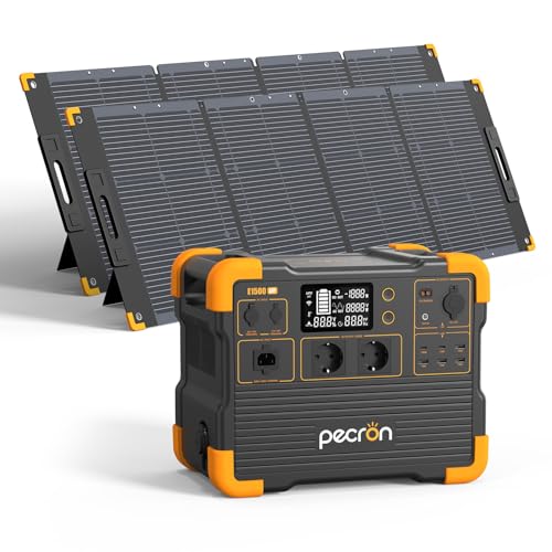 PECRON E1500LFP Tragbare Powerstation 2200W - 1536Wh Solargenerator mit 400W solar panels LiFePO4-Batterie 4400W Spitzenleistung - Für Camping, Wohnmobil & Outdoor von pecron