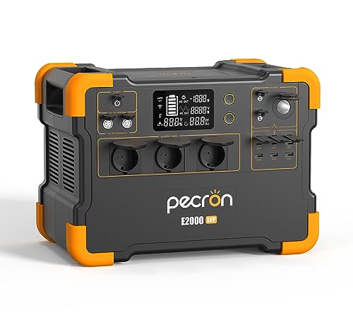 pecron Tragbare Powerstation E2000LFP,1920Wh LiFeP04-Batterie mit 2000W AC Ausgängen Stromgenerator für Reise/Camping/Outdoors/Emergency von pecron