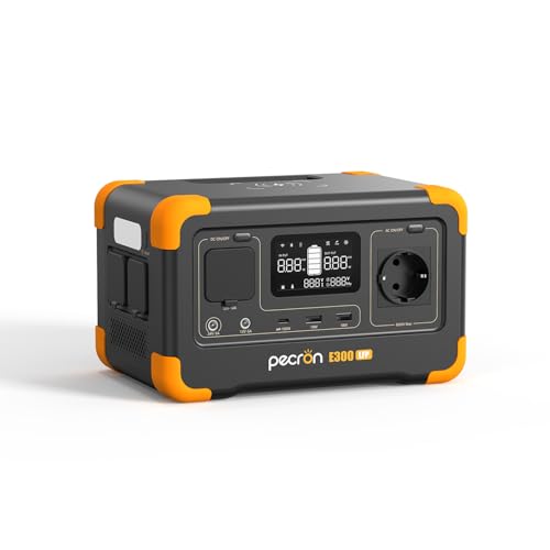 pecron Tragbare Powerstation E300LFP,288Wh LiFeP04-Batterie Backup mit 600W AC Ausgängen Solargenerator für Camping/Outdoors/Emergency von pecron