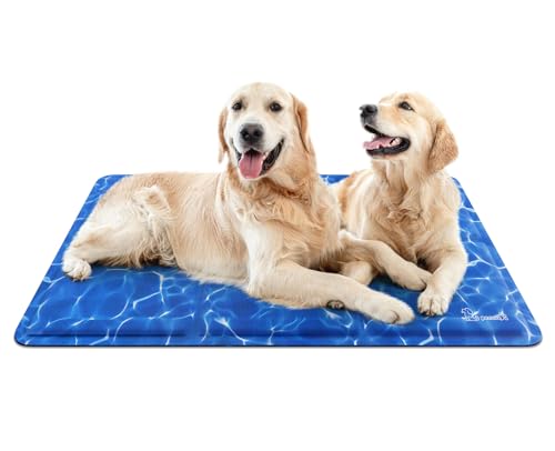 pecute Kühlmatte Hunde Katzen(140 * 90cm), Kuhlmatte für Hund und Katze mit Ungiftiges Gel,Selbstkühlende Kissen, Kühl Hundedecke, Kaltgelpad für Katzen und Hunde von pecute