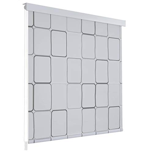 pedkit Duschrollo Quadratmuster Duschvorhang Badewannenvorhang Rollo 140 x 240 cm (B x L) Wasserfest Schnelltrocknend von pedkit
