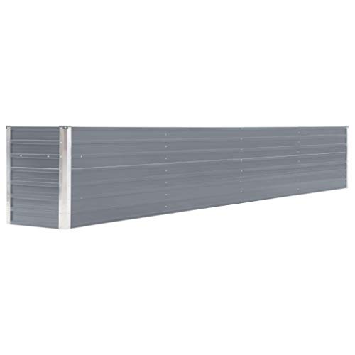 pedkit Gartenpflanzen Pflanzkübel Blumenkasten Pflanzkasten Metall Gartenbeet, Grau Verzinkter Stahl, Offene Unterseite 320 x 40 x 45 cm (L x B x H) für G?rten, Balkone oder Terrassen von pedkit