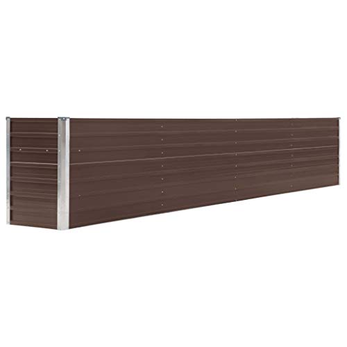 pedkit Hochbeet Metall Gartenbeet, Gartenpflanzen Pflanzkübel, Pflanzkasten, Braun Verzinkter Stahl, Offene Unterseite 320 x 40 x 45 cm (L x B x H) für Gärten, Balkone oder Terrassen von pedkit