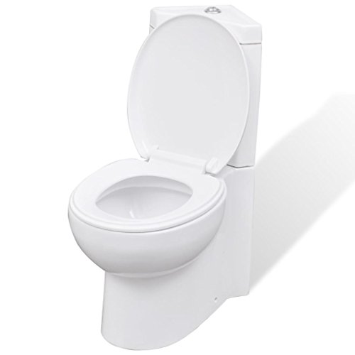 pedkit Stand-WC Keramik Stand Toilette Bodenstehend Toilette Wei? 37 x 68 x 79 cm, Wassersparenden 2-Mengen-Spülsystem 3 oder 6 L, Soft-Close-Mechanismus, für Badezimmer Ecke von pedkit