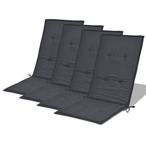 pedkit Stuhlauflagen Hochlehner 4er Set, Hochlehner Auflagen Stuhlkissen Sitzkissen Wasserdicht, mit Elastischen Band (120 x 50 x 3 cm, Anthrazit) von pedkit