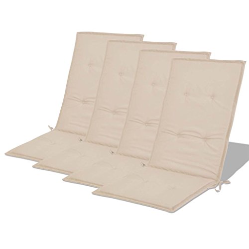 pedkit Stuhlauflagen Hochlehner 4er Set, Hochlehner Auflagen Stuhlkissen Sitzkissen Wasserdicht, mit Elastischen Band (120 x 50 x 3 cm, Creme) von pedkit