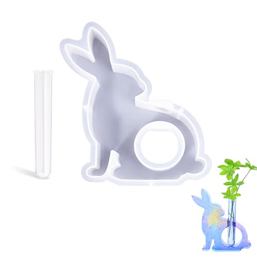 peiyee Kaninchen Silikonform für Hydrokultur-Vase mit Reagenzglas, Ostern Hasenharzformen Reagenzglas Vase Kaninchen Silikonform,Kaninchen Blumenvase Silikonform, Vase Silikon Kaninchen Formen von peiyee