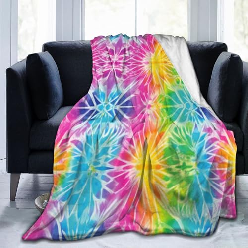 Bunte Regenbogen-Batikdecke, Flanell-Überwurfdecke, leichte, weiche Reisedecke für Couch, Bett, Sofa, für alle Jahreszeiten, 101,6 x 76,2 cm Bunte Regenbogen-Batikdecke, Flanell-Überwurfdecke, leichte, weiche Reisedecke für Couch, Bett, Sofa, für alle Jahreszeiten, 101,6 x 76,2 cm von peiyeety