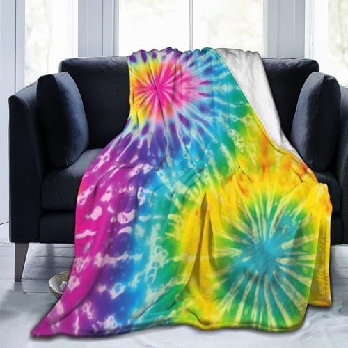 Bunte Regenbogen-Batikdecke, Flanell-Überwurfdecke, leichte, weiche Reisedecke für Couch, Bett, Sofa, für alle Jahreszeiten, 152,4 x 127 cm Bunte Regenbogen-Batikdecke, Flanell-Überwurfdecke, leichte, weiche Reisedecke für Couch, Bett, Sofa, für alle Jahreszeiten, 152,4 x 127 cm von peiyeety