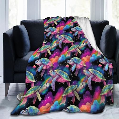 Decke mit Aquarell-Regenbogen-Meeresschildkröte, Flanell-Überwurf, leichte, weiche Reisedecke für Couch, Bett, Sofa, für alle Jahreszeiten, 101,6 x 76,2 cm Decke mit Aquarell-Regenbogen-Meeresschildkröte, Flanell-Überwurf, leichte, weiche Reisedecke für Couch, Bett, Sofa, für alle Jahreszeiten, 101,6 x 76,2 cm von peiyeety