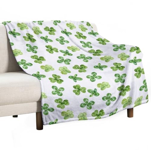 Decke mit Kleeblattmuster für Mädchen, Teenager, Frauen, weiß, weich, flauschig, Flanell, Bettdecke für Erwachsene, Plüsch, grüne Decke Decke mit Kleeblattmuster für Mädchen, Teenager, Frauen, weiß, weich, flauschig, Flanell, Bettdecke für Erwachsene, Plüsch, grüne Decke von peiyeety