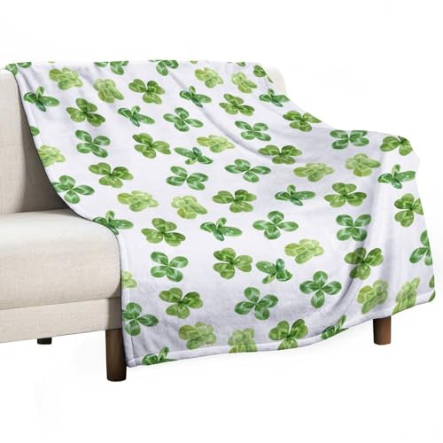 Decke mit Kleeblattmuster für Mädchen, Teenager, Frauen, weiß, weich, flauschig, Flanell, Bettdecke für Erwachsene, Plüsch, grüne Decke Decke mit Kleeblattmuster für Mädchen, Teenager, Frauen, weiß, weich, flauschig, Flanell, Bettdecke für Erwachsene, Plüsch, grüne Decke von peiyeety