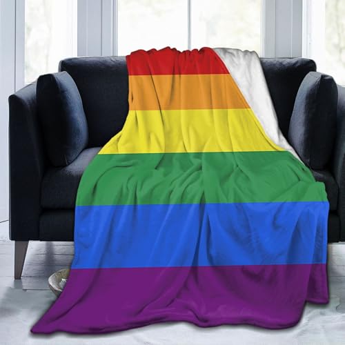 Decke mit Regenbogenfarben und Schwulenflagge, Flanell-Überwurf, leichte, weiche Reisedecke für Couch, Bett, Sofa, für alle Jahreszeiten, 127 x 101 cm Decke mit Regenbogenfarben und Schwulenflagge, Flanell-Überwurf, leichte, weiche Reisedecke für Couch, Bett, Sofa, für alle Jahreszeiten, 127 x 101 cm von peiyeety
