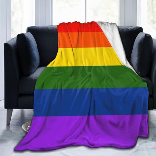Decke mit Regenbogenflagge, Gay Pride, LGBTQ, Flanell-Überwurf, leichte, weiche Reisedecke für Couch, Bett, Sofa, für alle Jahreszeiten, 127 x 101 cm Decke mit Regenbogenflagge, Gay Pride, LGBTQ, Flanell-Überwurf, leichte, weiche Reisedecke für Couch, Bett, Sofa, für alle Jahreszeiten, 127 x 101 cm von peiyeety