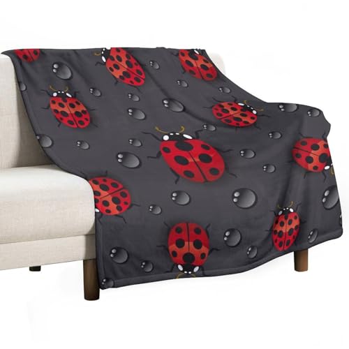 Decke mit Wassertropfen-Marien -Muster, Flanell-Fleece, Bettdecke, Überwurfdecke, leichte, gemütliche Plüschdecke für Couch, Bett, Sofa, Zweisitzer, 127 x 152 cm Decke mit Wassertropfen-Marien -Muster, Flanell-Fleece, Bettdecke, Überwurfdecke, leichte, gemütliche Plüschdecke für Couch, Bett, Sofa, Zweisitzer, 127 x 152 cm von peiyeety