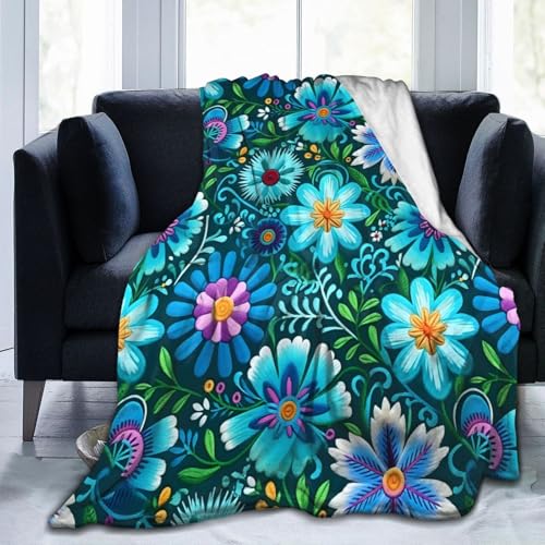 Decke mit bunten Blumen und Blumenmuster, Flanell-Überwurf, leichte, weiche Reisedecke für Couch, Bett, Sofa, für alle Jahreszeiten, 127 x 101 cm Decke mit bunten Blumen und Blumenmuster, Flanell-Überwurf, leichte, weiche Reisedecke für Couch, Bett, Sofa, für alle Jahreszeiten, 127 x 101 cm von peiyeety