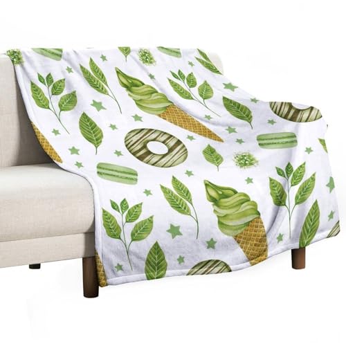 Flanell-Überwurfdecke mit grünem Eiscreme-Aufdruck, 127 x 152 cm, superweich, gemütlich, warm, für Couch, Bett, Sofa, Stuhl Flanell-Überwurfdecke mit grünem Eiscreme-Aufdruck, 127 x 152 cm, superweich, gemütlich, warm, für Couch, Bett, Sofa, Stuhl von peiyeety