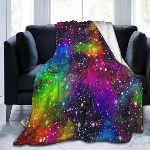 Galaxy Rainbow Decke, Flanell-Überwurf, leichte, weiche Reisedecke für Couch, Bett, Sofa, für alle Jahreszeiten, 152,4 x 127 cm von peiyeety