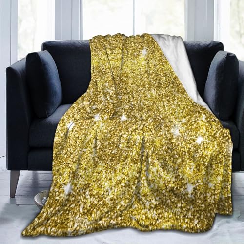Goldglitzer-Decke, Flanell-Überwurf, leichte, weiche Reisedecke für Couch, Bett, Sofa, für alle Jahreszeiten, 101,6 x 76,2 cm von peiyeety
