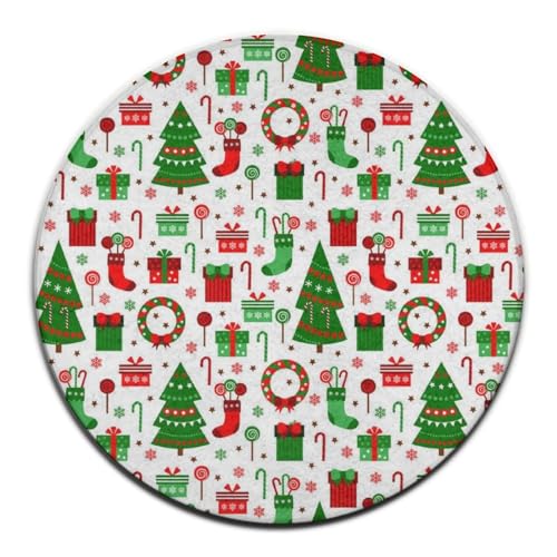 Große Yogamatte für Damen, Sofa-Dekor-Teppich, runder Teppich, waschbare Yogamatte, Weihnachtsdekoration, Bäume, Zuckerstangensocken, Muster, Grün, Rot, Weiß Große Yogamatte für Damen, Sofa-Dekor-Teppich, runder Teppich, waschbare Yogamatte, Weihnachtsdekoration, Bäume, Zuckerstangensocken, Muster, Grün, Rot, Weiß von peiyeety