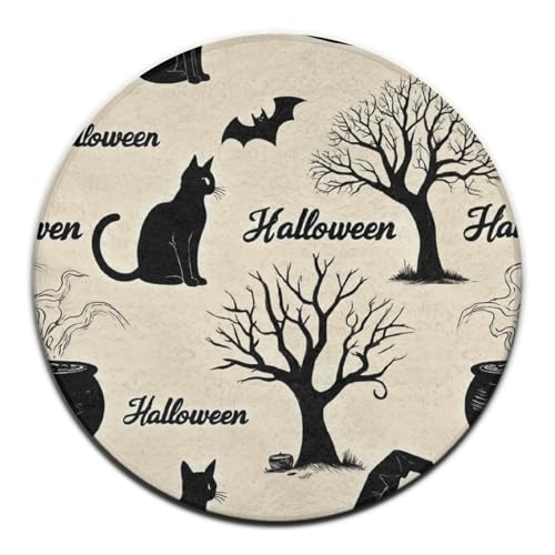 Große runde Yogamatte, Sofa-Dekor-Teppich, runder Teppich, Halloween-Dekorationen, Schwarze Katze, Fledermaus, Kürbis, Totenkopf, Party-Muster, Yogamatte, Große runde Yogamatte, Sofa-Dekor-Teppich, runder Teppich, Halloween-Dekorationen, Schwarze Katze, Fledermaus, Kürbis, Totenkopf, Party-Muster, Yogamatte, von peiyeety